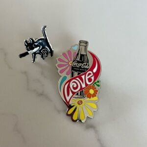 Coca-Cola Love and Cat Enamel Pin Set